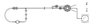 MeLiLo schematics with cold trap and flange test section on left and pump with drain tank on right