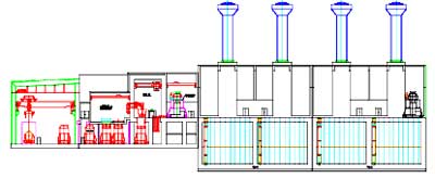 A cross section of the ATC facility’s main buildings