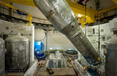 Lifting of the fourth steam generator at Olkiluoto 3 nuclear power plant